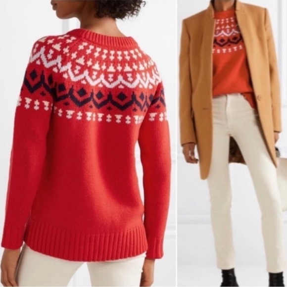 J. Crew Red Fair Isle Merino Wool Sweater - Picture 5 of 9
